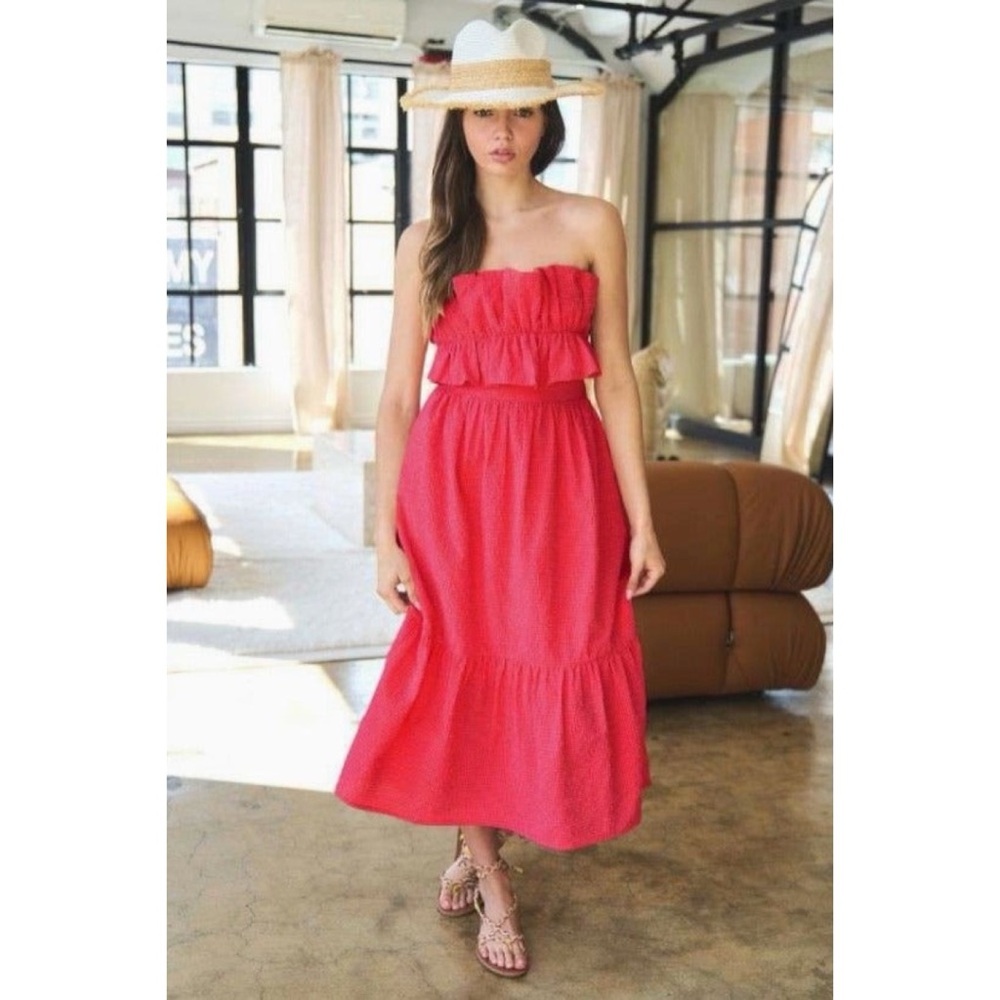 Tie Back Bandeau Midi Dress
